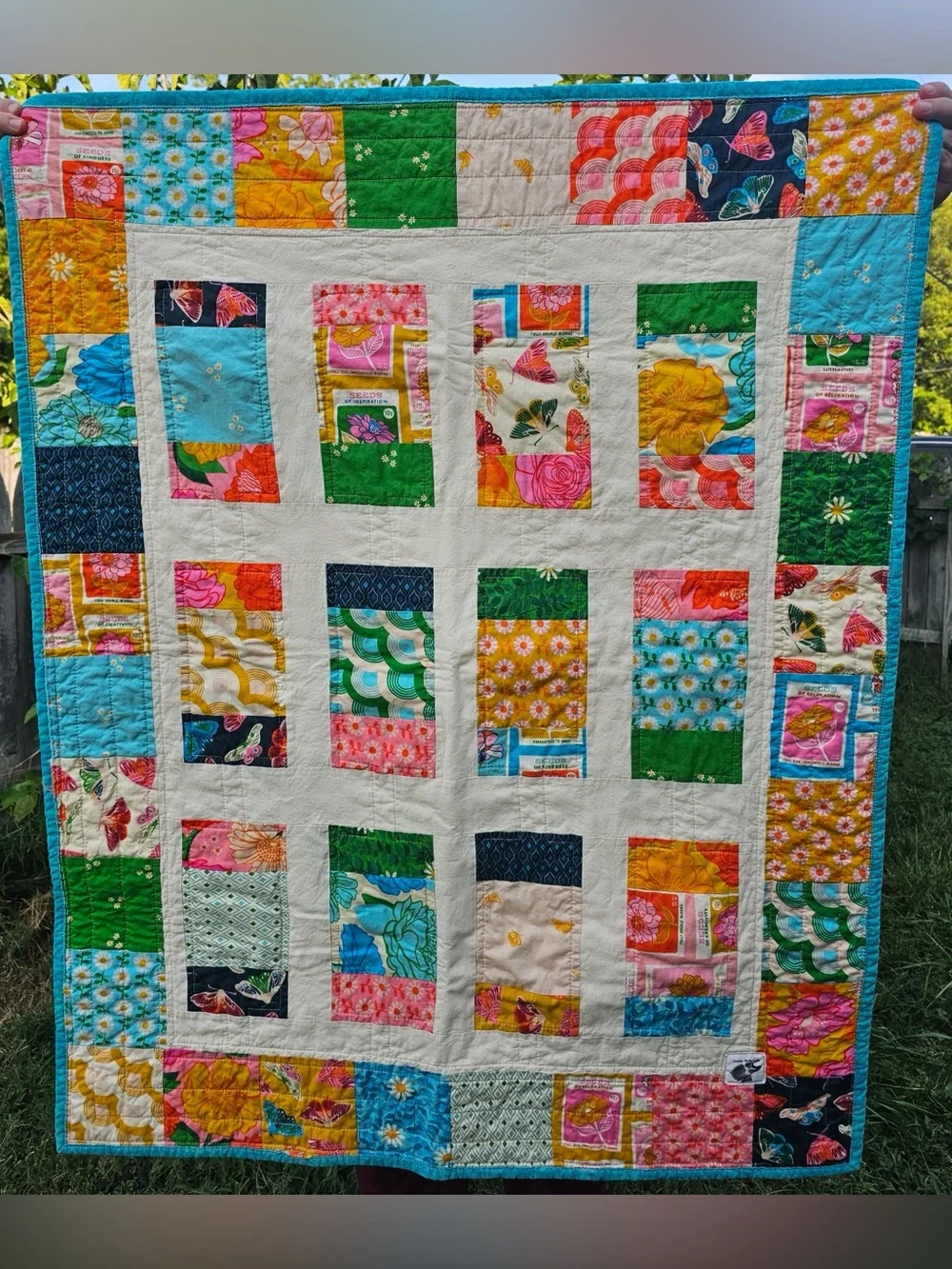 Handmade Patchwork Quilt: Ruby Star Society Flowerland, Butterfly Design 35”X44
